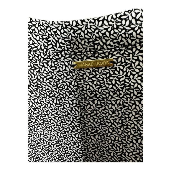 Michael Kors Tank Sheath Dress XS black white print laceup v neck slinky stretch - Picture 5 of 11